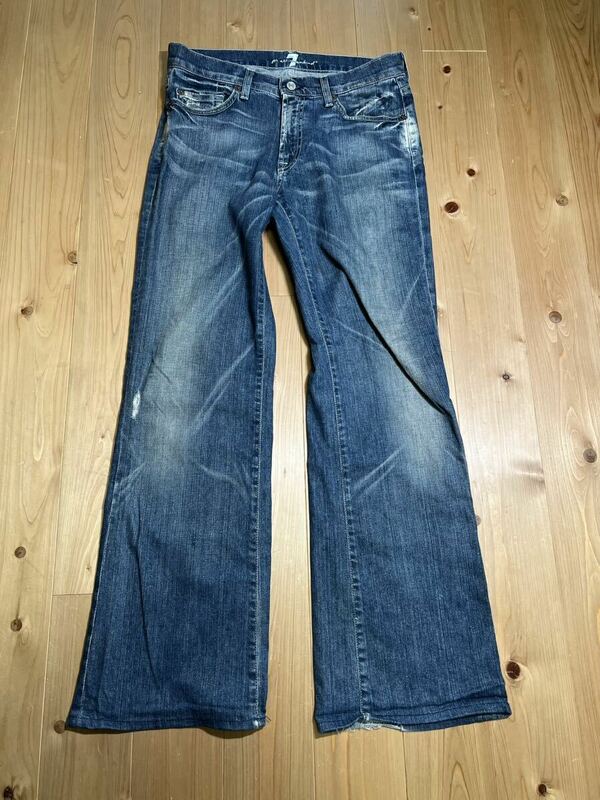 ７for all mankind ジーンズ ダメージ加工ブーツカットmade in USAデニムパンツ サイズ記号31インチ