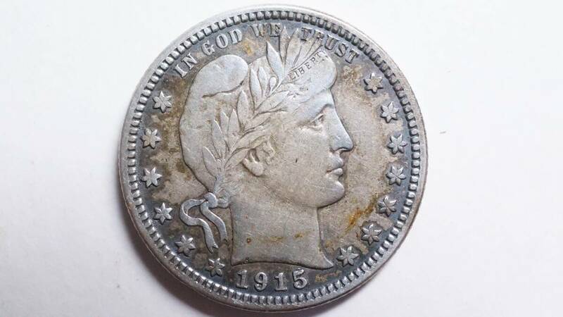 1915年(S) アメリカ合衆国 25セント銀貨 バーバー Silver.900 Quarter Dollar 