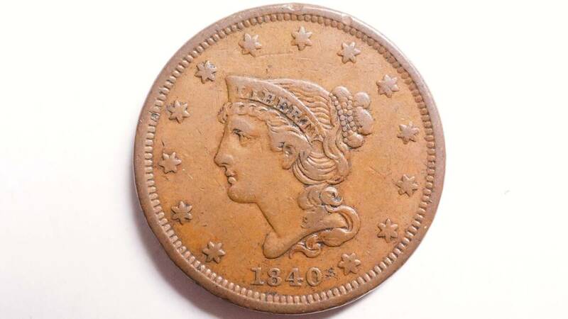 1840年 アメリカ合衆国 1セント銅貨 直径28.0mm US ONE CENT ブレイデッド ヘア 