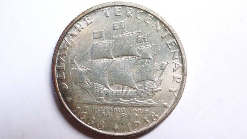 1936年 アメリカ合衆国 50セント記念銀貨 デラウェア300年 Silver.900 US HALF DOLLAR Delaware Тercentenary