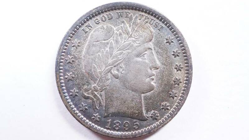 1895年 アメリカ合衆国 25セント銀貨 バーバー Silver.900 Quarter Dollar 