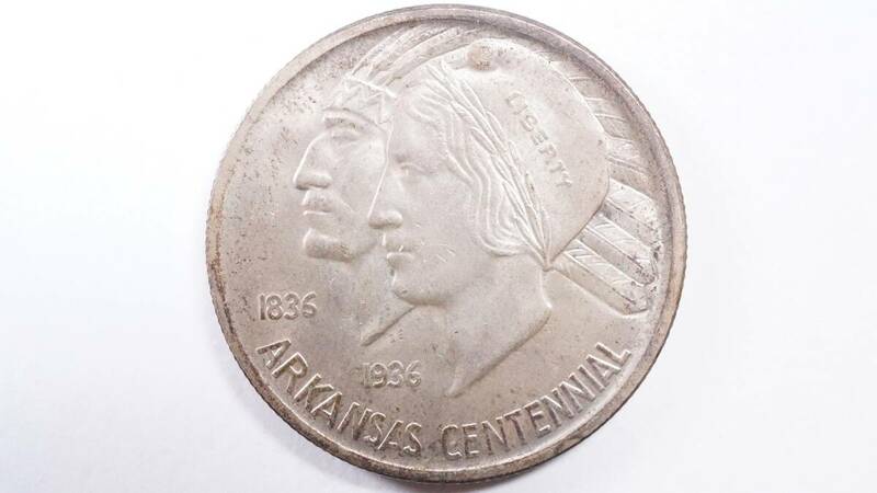 1936年 アメリカ合衆国 50セント記念銀貨 アーカンソー州100年 Silver.900 US HALF DOLLAR