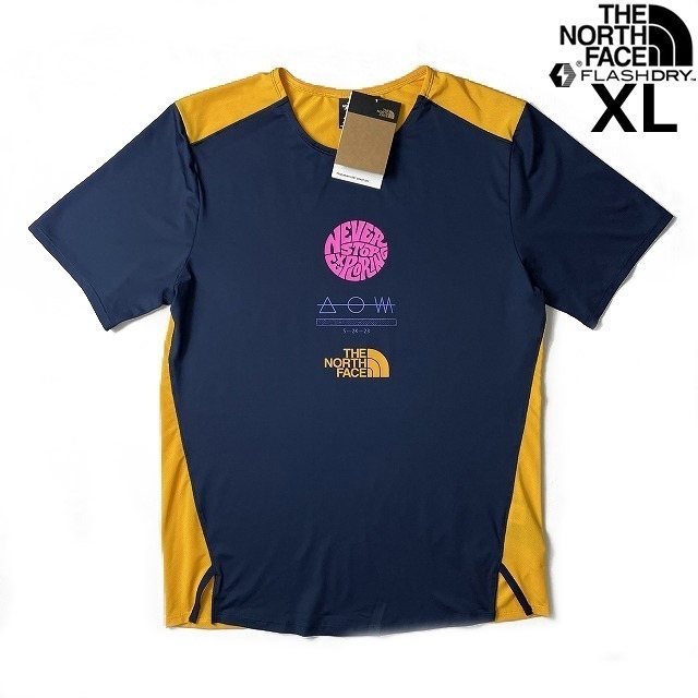 1円～!売切!【正規新品】THE NORTH FACE◆TRAILWEAR LOST COAST SHORT-SLEEVE 半袖 Tシャツ US限定 速乾 軽量 スポーツ(XL)黄 紺 180902-5