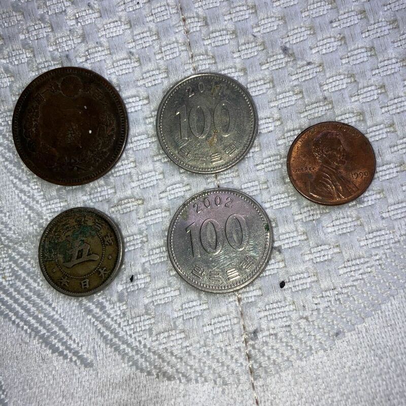 古銭 2 種　韓国ウォン　2枚　アメリカワンセント　コイン 1枚　セット