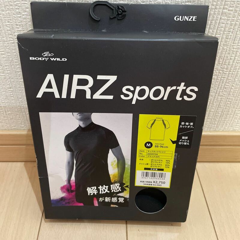 送料無料　新品未使用　BODYWILD AIRZ エアーズ モックネック Ｔシャツ Mサイズ　ブラック 日本製　メンズ