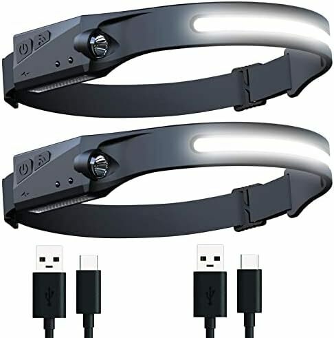 【2個セット】ヘッドライト LED 充電式 USB LEDデュアル光源 ヘッドランプ 5種点灯モード 50g超軽量 高輝度 アウト