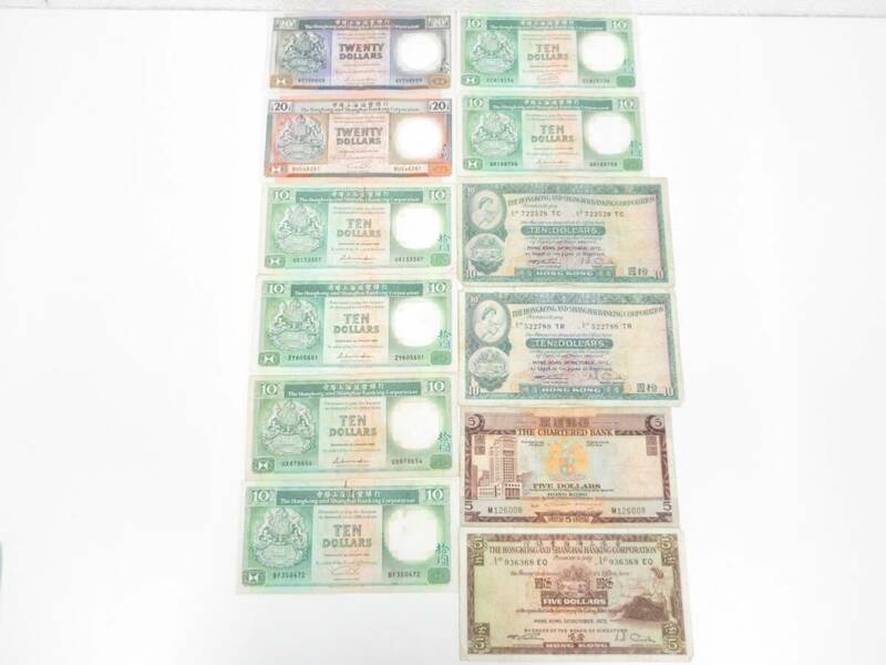 716-2 古銭祭 香港 20ドルx2枚 10ドルx8枚 5ドルx2枚 130ドル分 外貨 外国紙幣 旧紙幣 古紙幣 画像をご確認ください