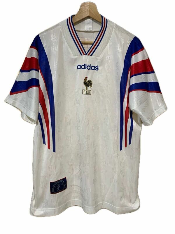 90s アディダス adidas 96-97年 ユーロ フランス代表 アウェイ ユニフォーム L ジダン ジョルカエフ デサイー