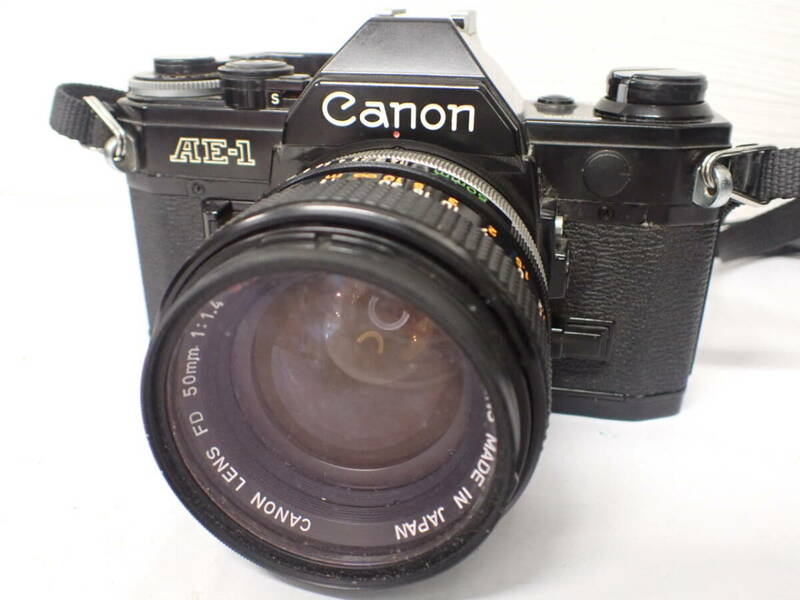 MY-A153 【動作未確認】Cannon　キャノン　AE-1　ブラック　黒　キャノンレンズ　FD　50㎜　1：1.4　現状品　フィルムカメラ