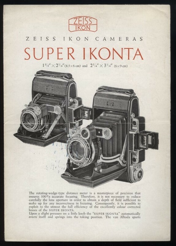 スーパーイコンタⅠ/Ⅱ 　 SUPER IKONTA ツァイス・イコン ZEISS IKON カタログ1枚　1936年頃　 検:スプリングカメラ・テッサー80㎜f2.5