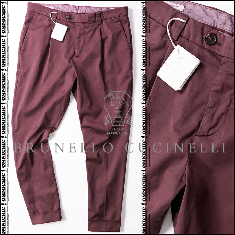 上品な艶と贅沢な着心地■新品ストレッチ【BRUNELLO CUCINELLI】ブルネロクチネリ伊クロップドレジャーフィットチノパンツ48/M〜L/88〜90cm