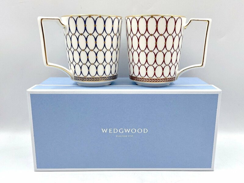 WEDGWOOD ウェッジウッド ルネサンス ペアマグカップ ブルー・ピンク / 現状品 未使用保管品 （HJ032）
