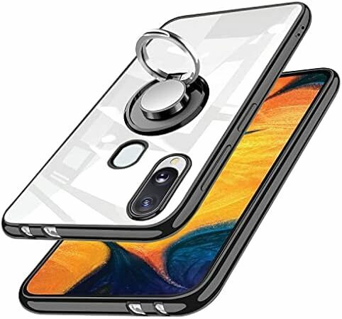 Galaxy A30 ケース リング クリア SCV43 リング付き 耐衝撃 透明 スマホケース スタンド機能付き 360回転 車