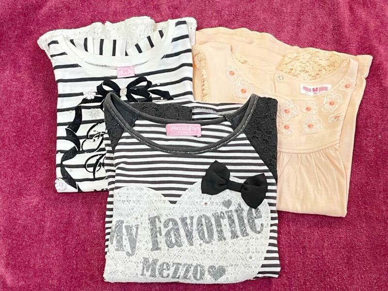 ★まとめ売り mezzo piano メゾピアノ 半袖 Tシャツ 全3点 140★