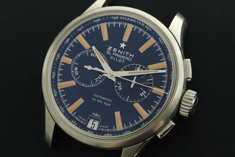 LVSP6-6-36 7T062-36 ZENITH ゼニス 腕時計 03.2119.4002 エルプリメロ パイロット 自動巻き 約72g メンズ シルバー 付属品付 動作品 中古