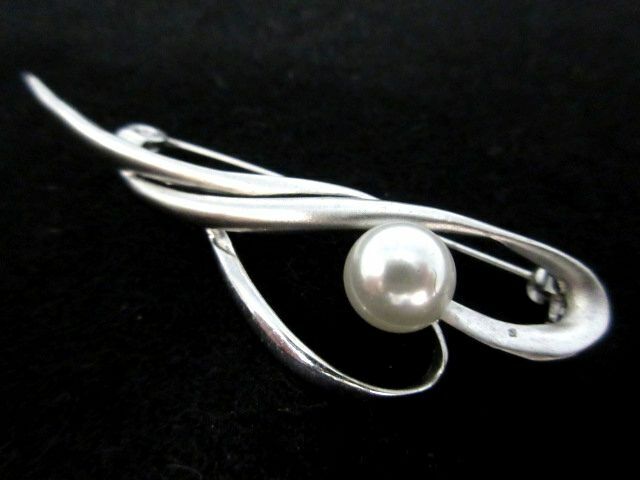 ■【シルバーブローチ】 SILVER 刻印 パール 真珠(サイズ約8.7mm) ブローチ アクセサリー レディース 女性用 ６月誕生石 