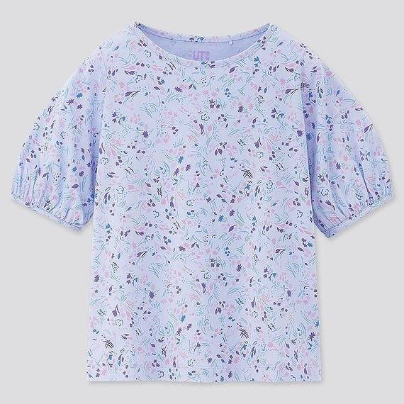 【新品・120・ブルー】ユニクロ×アナスイ　ANA SUI　アナ スイ UT Tシャツ 半袖 アナスイとユニクロが贈るソフトボヘミアンコレクション