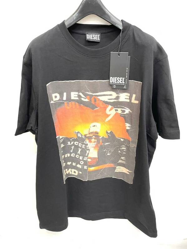 D6944*2.5　未使用　DIESEL　ディーゼル　Tシャツ　T-JUST-POFF　半袖　Mサイズ　綿100％　タグ付き　ブラック　メンズ　