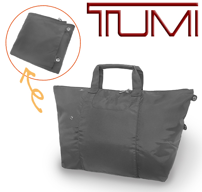 【未使用 超美品】 トゥミ TUMI 折りたたみ式 ボストンバッグ トラベル 旅行鞄 エコバッグ トートバッグ ナイロン ブラック 黒 大容量 軽い