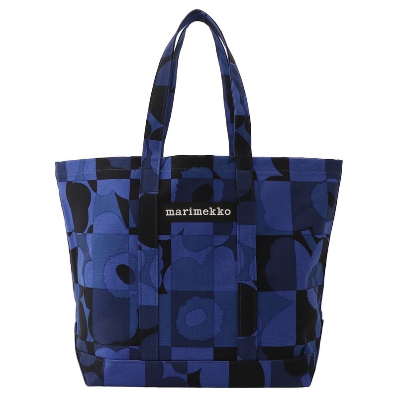 マリメッコ バッグ marimekko レディース ウニッコ柄 コットンキャンバス トートバッグ ブルー Peruskassi Ruutu Unikko bag 090316-555