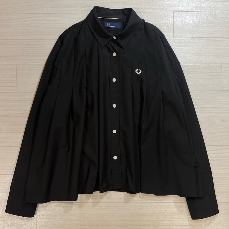 FRED PERRY/フレッドペリー/BOX PLEATED SHIRT/ボックスプリーツシャツ/レーヨン混/ビエラボックスプリーツワイドシャツ/F8434/ブラック