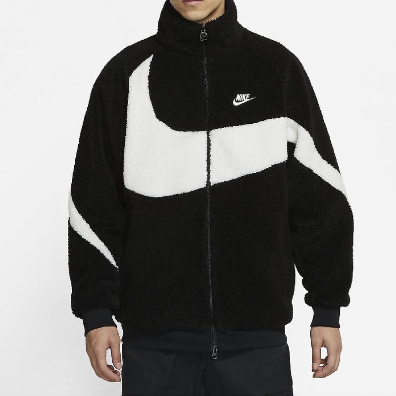 NIKE/ナイキ/AS M NSW VW SWOOSH FULL ZIP JACKET/ビッグスウォッシュフルジップボアジャケット/ブラック×ホワイト/XL/BQ6546-011