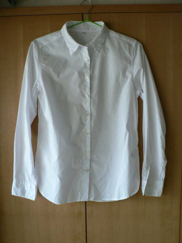 【送料無料】レディース　シャツ　長袖　白　サイズM　綿100％　無印良品　古着