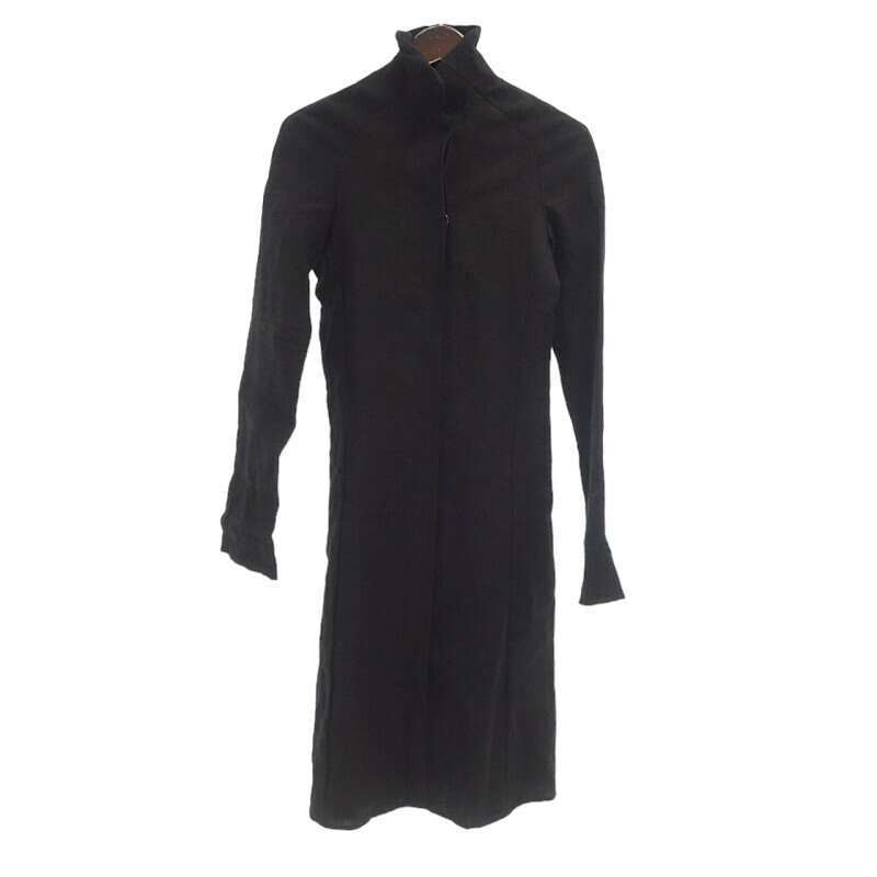 【特別価格】MA+ ステンカラー ロングシャツジャケット コート ブラック レディース-