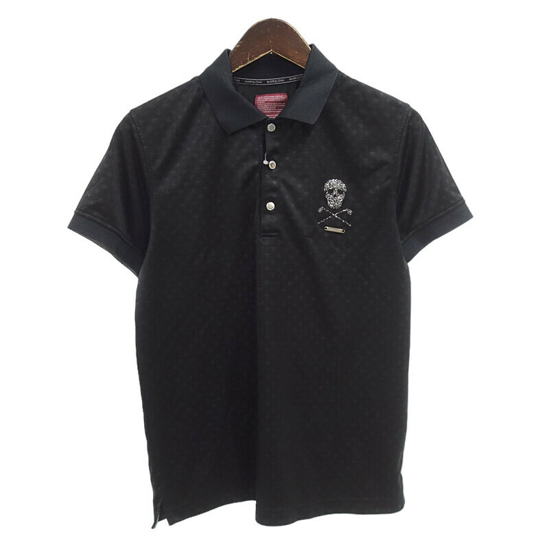 【特別価格】MARKLONA STAR S/S POLO ゴルフ ロゴ スター ストレッチ 半袖 ポロ シャツ ブラック メンズM