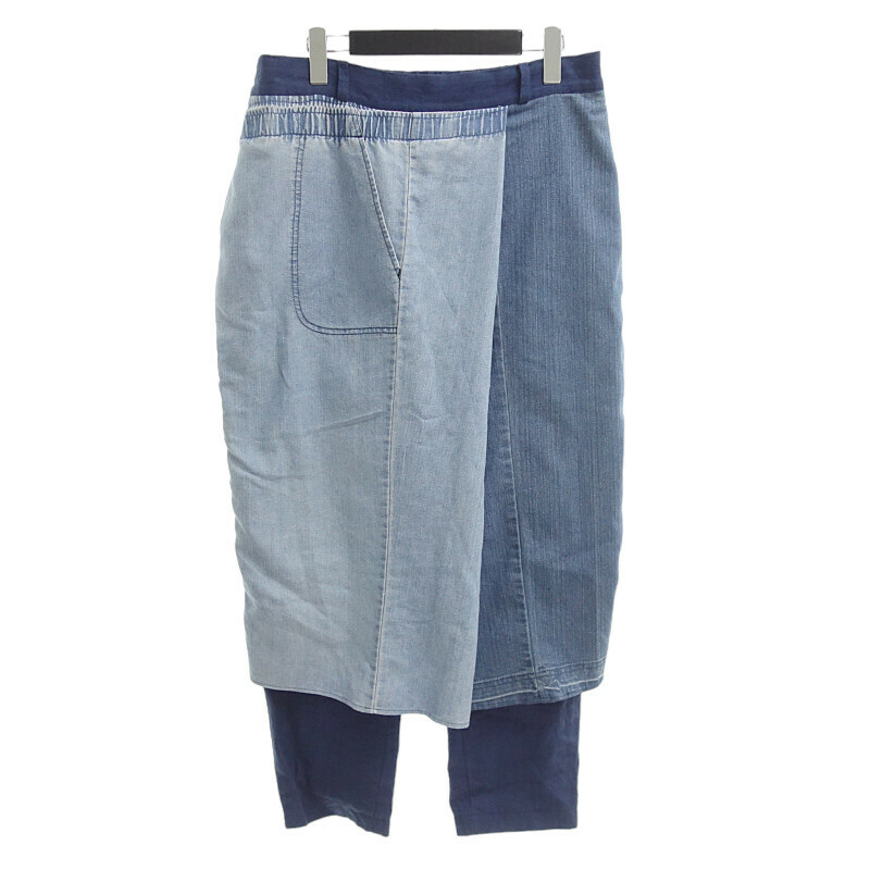 【特別価格】YEAH RIGHT DENIM APRON PANTS 再構築 エプロン スカート デニム パンツ インディゴ メンズ2