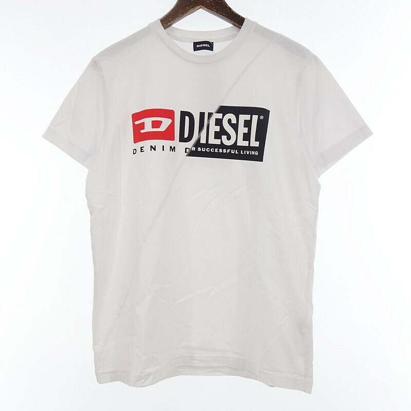 【特別価格】DIESEL ステッチ スプリット ロゴ 半袖 Tシャツ ホワイト メンズM