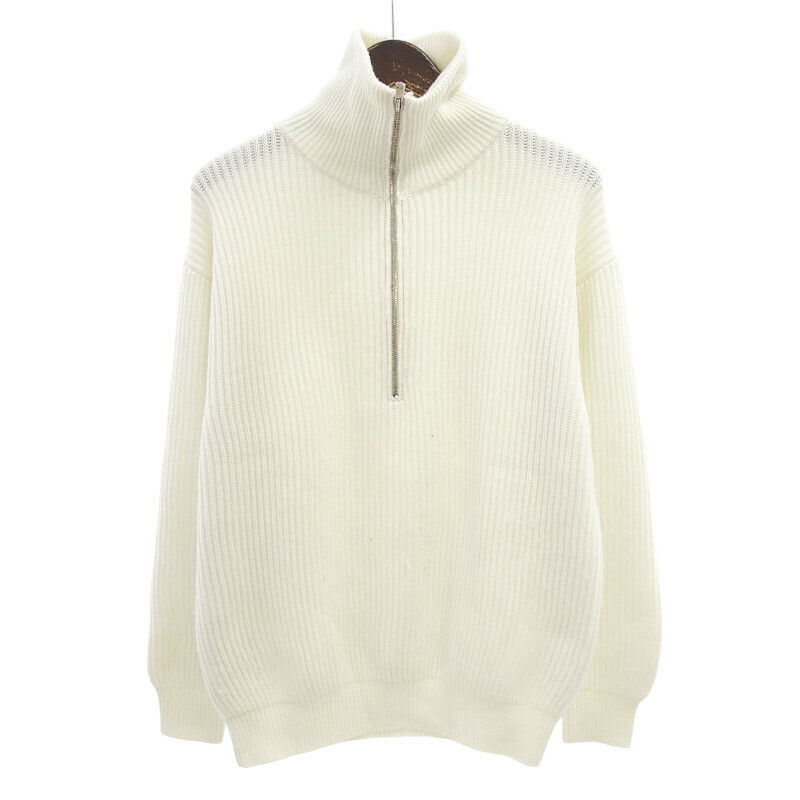 【特別価格】MY__ HALF ZIP TURTLENECK KNIT タートルネック ニット ホワイト レディースF