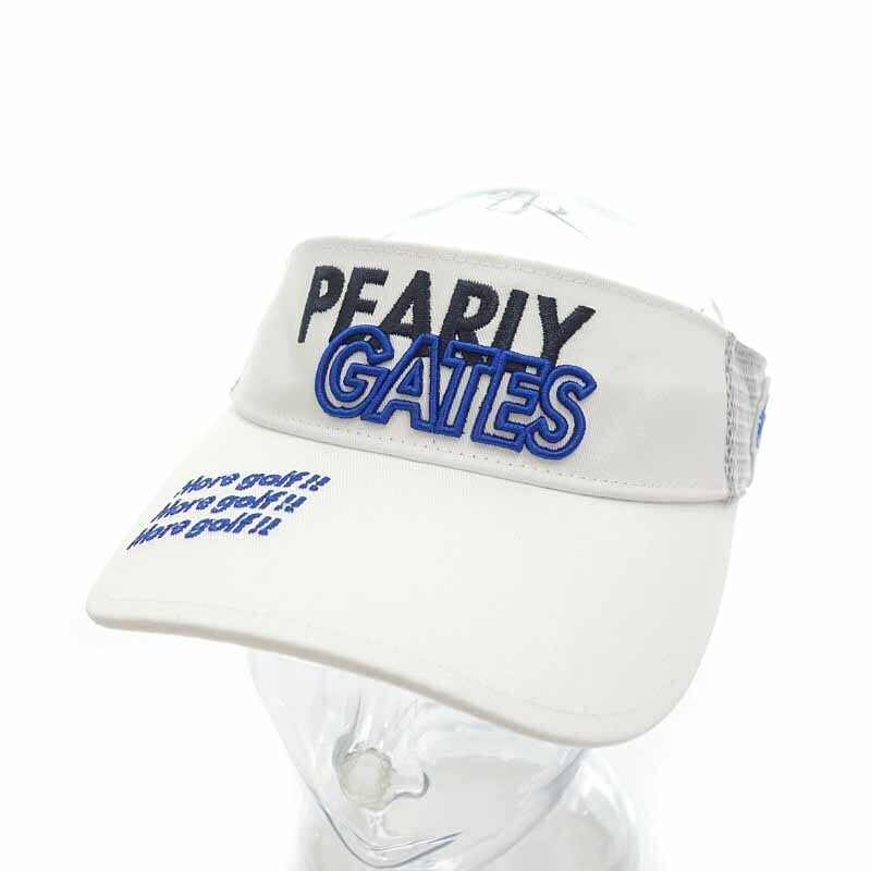 【特別価格】PEARLY GATES GOLF ゴルフ ロゴ 刺繍 メッシュ サンバイザー キャップ ホワイト ユニセックスF