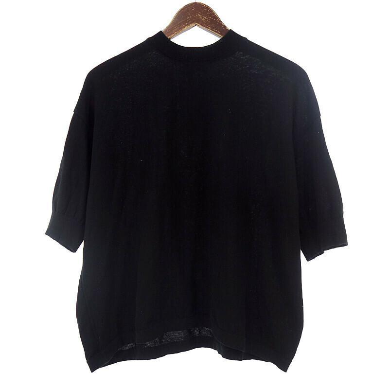 【特別価格】MEYAME COTTON KNIT TEE コットン セーター Tシャツ カットソー ニット ブラック レディース-