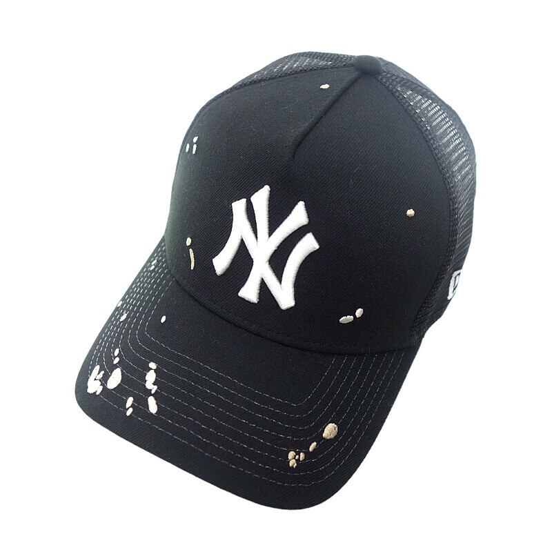 【特別価格】NEW ERA NY ニューヨークヤンキース ペンキ 刺繍 キャップ ブラック ユニセックス表記なし