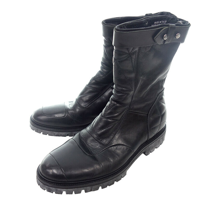 【PRICE DOWN】DIESEL BLACK GOLD バック ジップ レザー エンジニアブーツ ブラック メンズ41