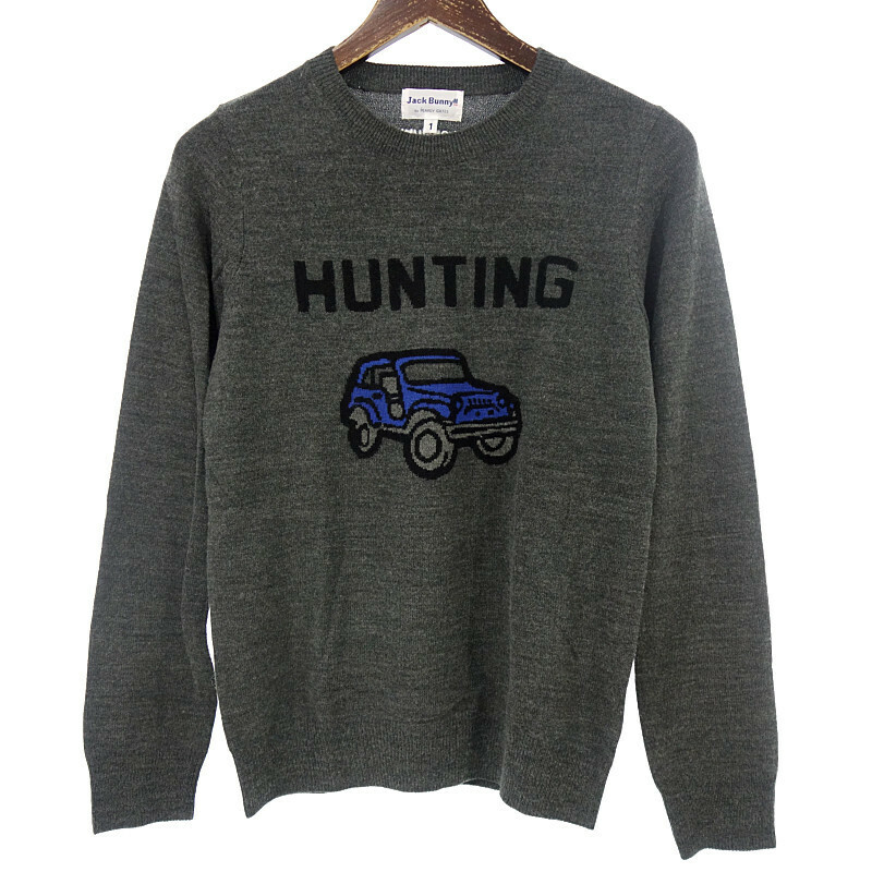 JACK BUNNY GOLF KNIT ゴルフ HUNTING ウール混 セーター ニット グレー レディース1