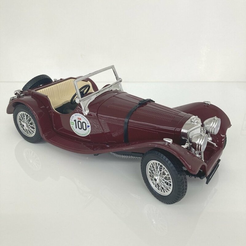 ●ミニカー　ビンテージ イタリア製 burago ブラーゴ 1/18 1937年型 ジャガー SS100 ワインレッド SS Cars Ltd