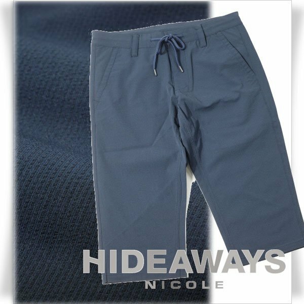 新品1円～★HIDEAWAYS NICOLE ハイダウェイ ニコル メンズ 春夏 2WAYストレッチサッカークロップドパンツ 44 S ネイビー本物◆4941◆