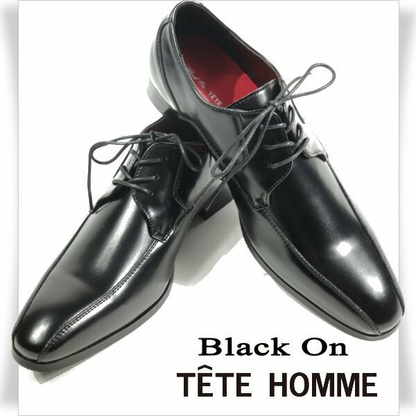 新品1円～★Black On TETE HOMME テットオム アクションレザー ビジネスシューズ 27.0cm ブラック 黒 レースアップ ◆5531◆