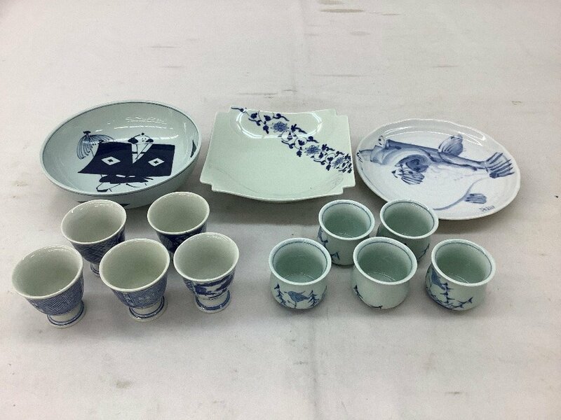 有田焼・美濃焼 他 和食器 まとめ/染付・盛鉢・湯のみ・平皿 中古品 ACB