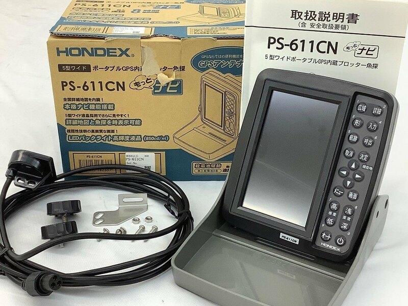 HONDEX 5型ワイドポータブルGPS内蔵プロッター魚探 PS-611CN 通電のみ確認済み 中古品 ACB