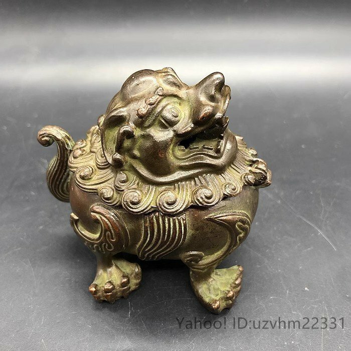 送料無料！超美品! 金属 古銅彫 獅子 獅子 香炉 香道具 置物 古賞物 装飾 収蔵品 鑑賞　中国美術品