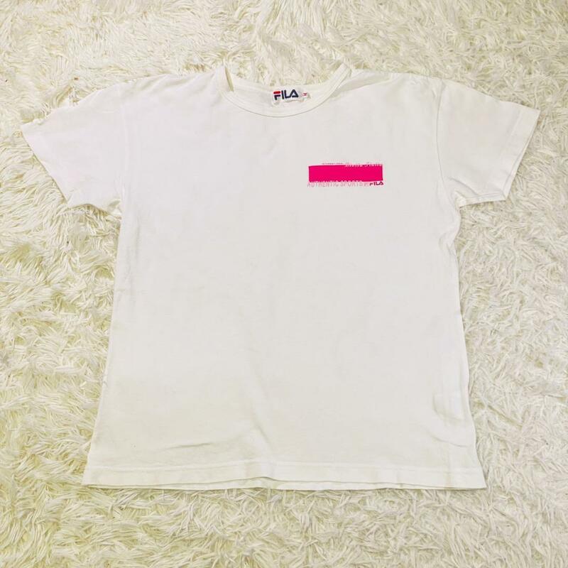 FILA Tシャツ コットン プリントデザイン ピンク Mサイズ 半袖