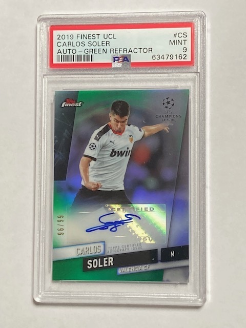 2019 Topps Chrome UEFA CL Finest Green Autograph Carlos Soler /99 カルロス・ソレール 直筆サインカード PSA9 MINT