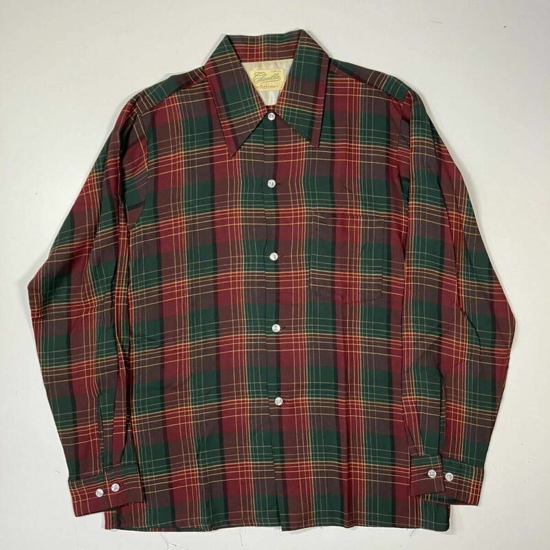 【M】美品 60's Vintage Arrow Check Rayon Shirts 60年代 ヴィンテージ アロー チェック レーヨン シャツ F715