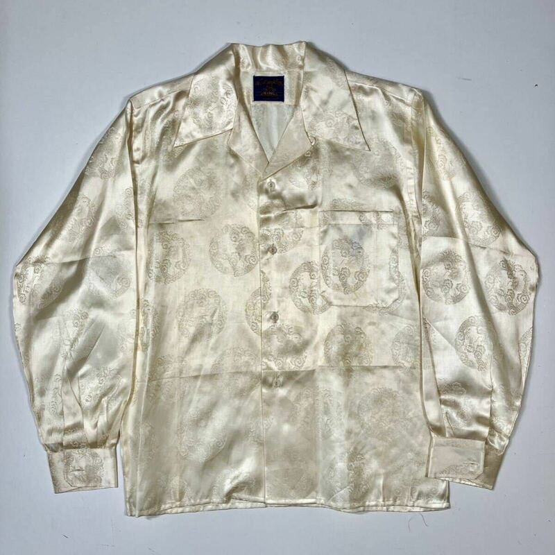 50's Vintage Souvenir Silk Shirts Dragon Embroidery Japan 50年代 ヴィンテージ スーベニア シルク シャツ ドラゴン 刺繍 日本製 F726