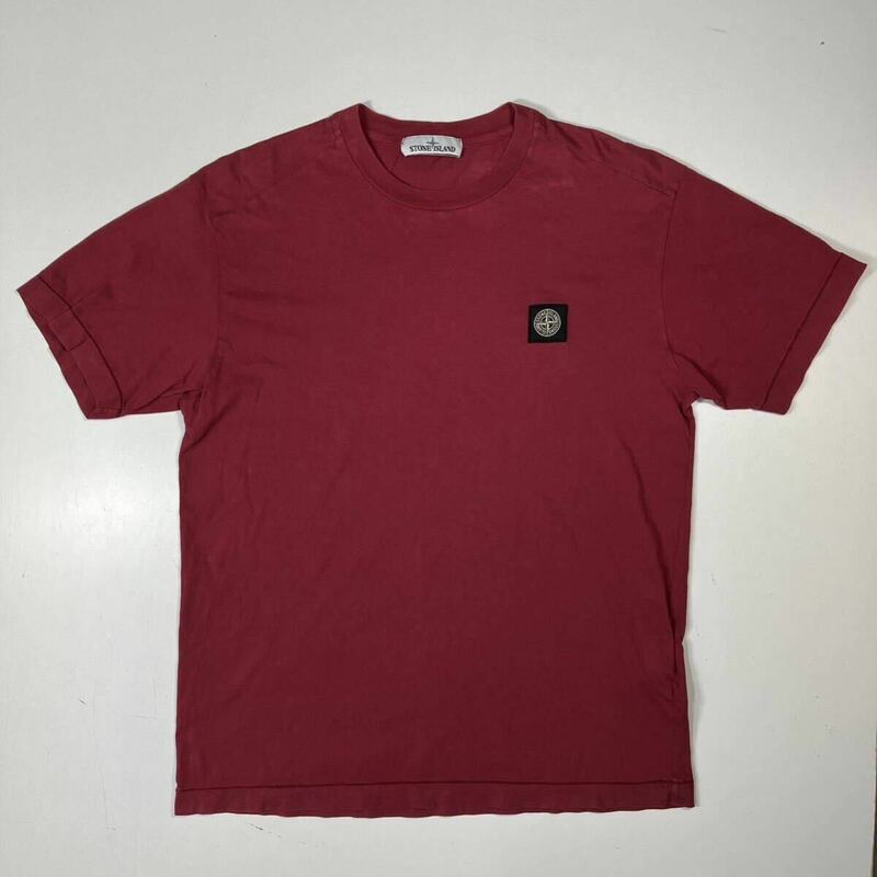 【L】 USED STONE ISLAND PATCH LOGO TEE Cherry ストーンアイランド パッチ ロゴ Tシャツ チェリー F782