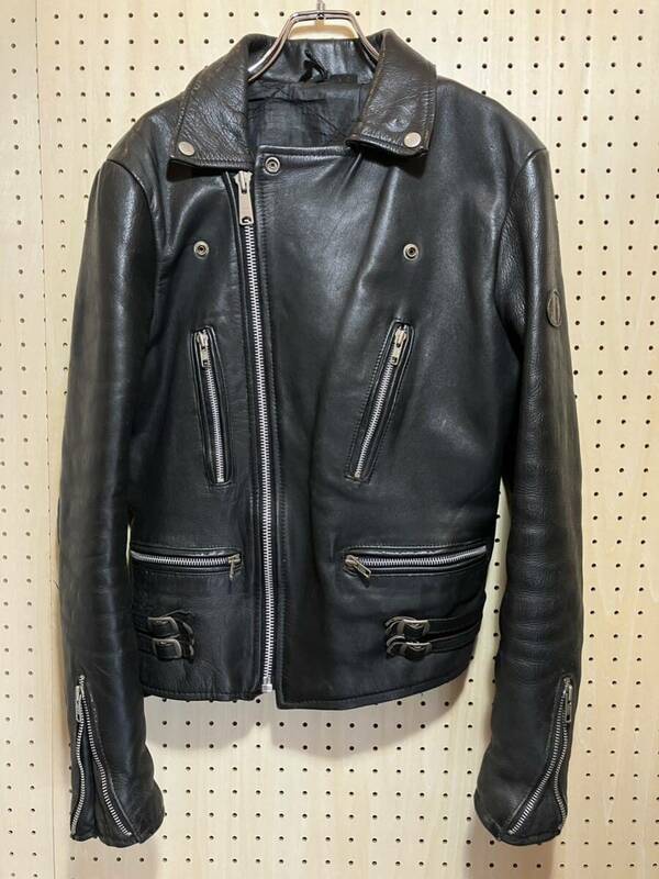 【36】70's Vintage KETT Leather Riders Jacket UK Black 70年代 ヴィンテージ ケット レザー ダブル ライダース ジャケット 英国製 F688