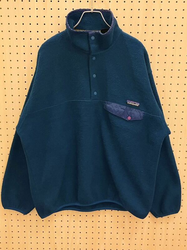 【M】USED 90's Patagonia Synchilla SnapT Pullover Green USA 90年代 パタゴニア シンチラ スナップT プルオーバー 米国製 F767